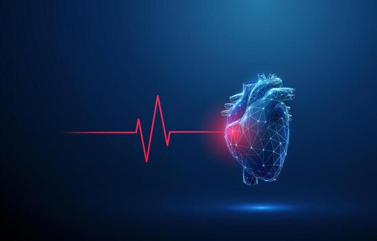 Digital heart with EKG line vector