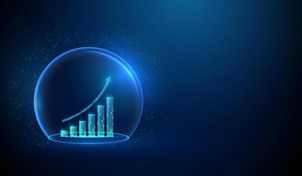 Blue growth chart in a bubble vector