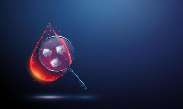 Magnifying glass over digital crystals vector