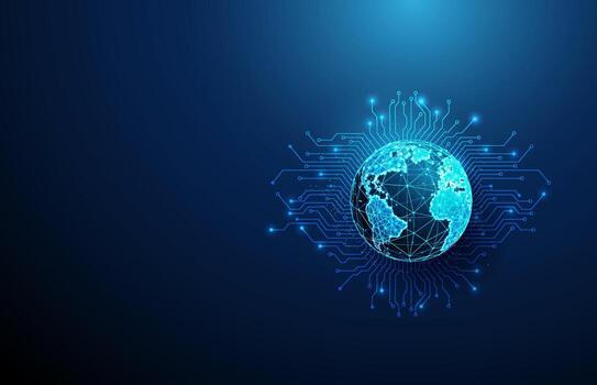 Digital globe with circuit patterns vector
