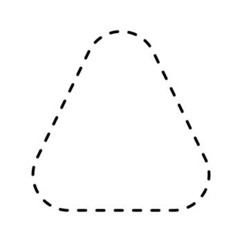 triangular geométrico forma con rayado línea. punteado triángulo figura aislado en blanco antecedentes. cortar aquí pictograma. contorno ilustración vector