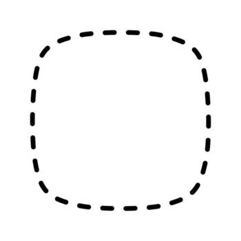 Dashed squircle or square with rounded borders. Simple dotted geometric shape isolated on white background. Cut here pictogram. graphic illustration vector
