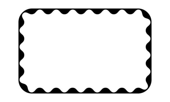 Rectangle frame with wavy inner borders. Rectangular vignette for picture or mirror with scalloped inside edges isolated on white background. graphic illustration vector