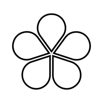 Flower icon. Floral diagram divided into 5 equal sections. Pie chart with five petals isolated on white background. Template for business data presentation. graphic illustration vector