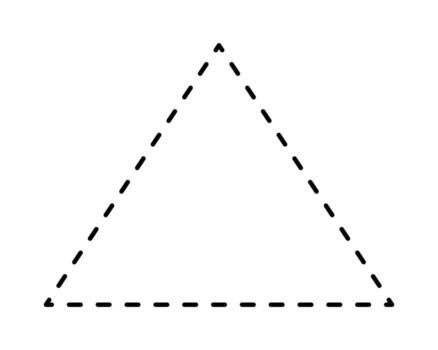 Triangle geometric shape with dashed line. Dotted triangular figure isolated on white background. Cut here pictogram. outline illustration vector