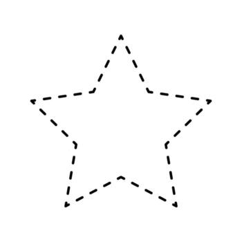 rayado estrella formar aislado en blanco antecedentes. sencillo geométrico forma con puntada línea. parche cifra. cortar aquí pictograma. gráfico ilustración vector