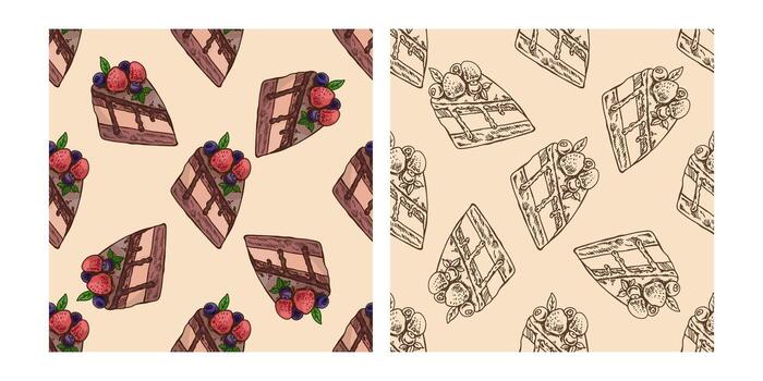 Chocolate cake slice pattern design vector