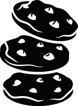 Stack of three delicious chocolate chip cookies vector