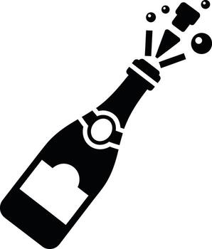 champán botella con corcho estallar y burbujas explotando vector