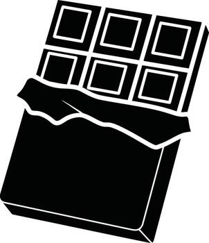 A stylized illustration of a dark chocolate bar with its wrapper partially open vector