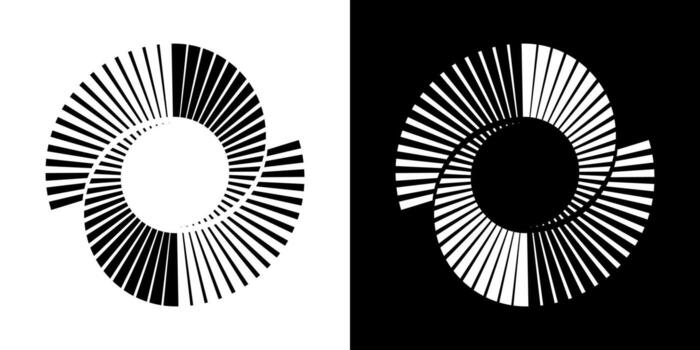 Abstract Dynamic Spiral Lines on Black And White Background. Geometric Spiral Circular Line Shapes Set. Isolated Illustration vector