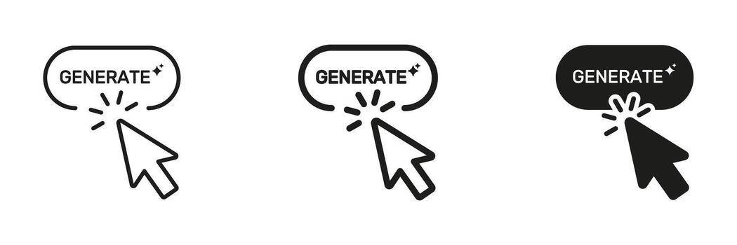 generar botón con cursor hacer clic icono colocar. digital Interacción y usuario interfaz diseño símbolo recopilación. web navegación y en línea acción representación. aislado ilustración vector