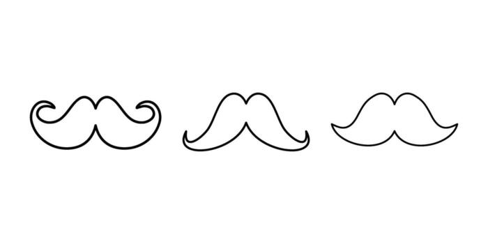 moustache line icon set isolate on white background. vector