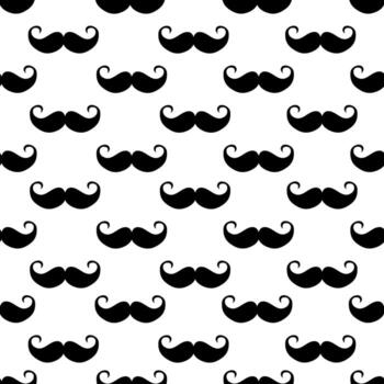 Mustache seamless pattern isolate on white background vector