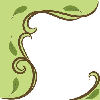 Green flourished botanical abstract border with leaves drawing illustration background with copy space for text vector
