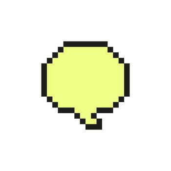 Round Speech Bubble Pixelated Icon. Pixel Art Symbol of Circular Chat Balloon for Dialogue or Message Box. Isolated Illustration vector