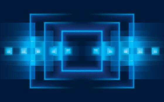 Abstract futuristic neon lights Square background. Blue Square futuristic shape on dark background. Technology digital concept. Elegant scene Lighting effect. Light lines moving to lighting glowing. vector