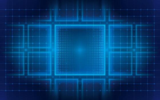 Abstract futuristic neon lights Square Background. Structured Data processing in Database. Transfer digital data. Future technology digital background. Blue Digital cyberspace and light lines dot. vector