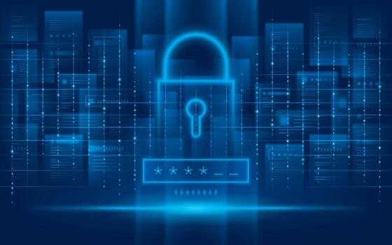 Digital lock symbol representing data security vector