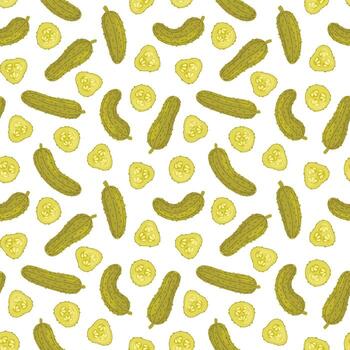 Cucumber Pickles Seamless Pattern vector