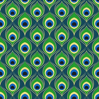 Peacock Feather Seamless Abstract Pattern Background vector