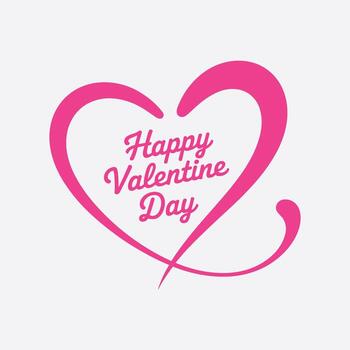 Pink heart shape with text Happy Valentine Day in cursive script on a light gray background love vector