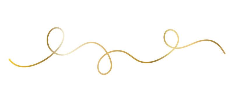 Thin gold texture line, string golden ribbon isolated on white background, design vector