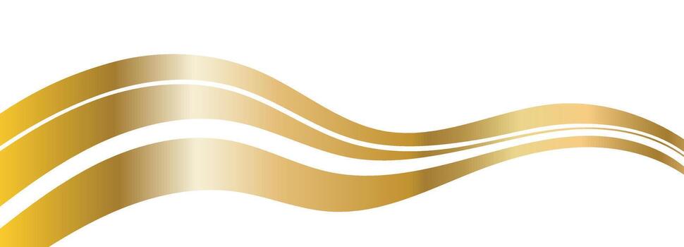 Golden luxury swoosh for elegant banner, gold swirl lines, flow design element, gradient effect shape vector