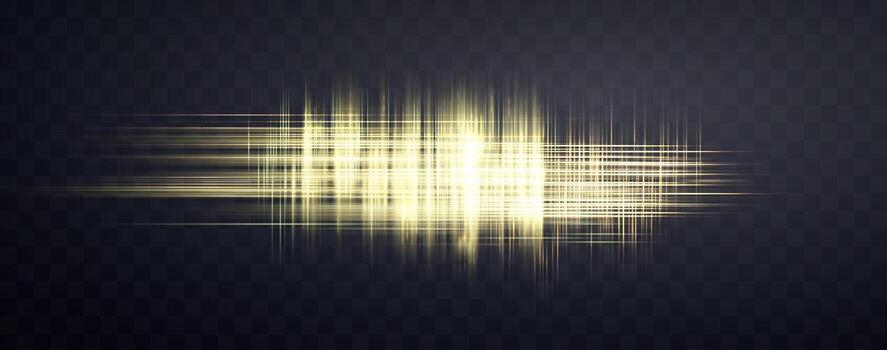 Speed rays, velocity light neon flow, zoom in motion effect, gold glow speed lines, colorful light trails, stripes, abstract background, illustration. vector