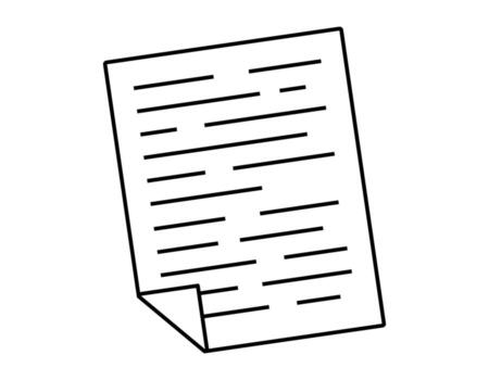 Hand drawn cute outline illustration of paper document with text. Flat computer file line art sticker doodle. Make a plan. Todo list icon. Digital interface concept. Data organization. Isolated vector