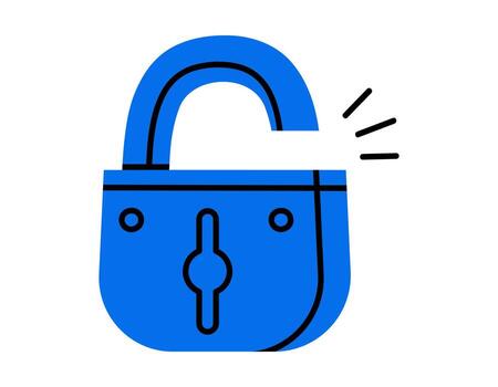 mano dibujado linda dibujos animados ilustración abierto bloquear con ojo de cerradura. plano desbloqueado proteccion herramienta pegatina garabatear. ganancia acceso a datos icono. encontrar fuera contraseña. no fidedigno seguridad sistema. aislado. vector