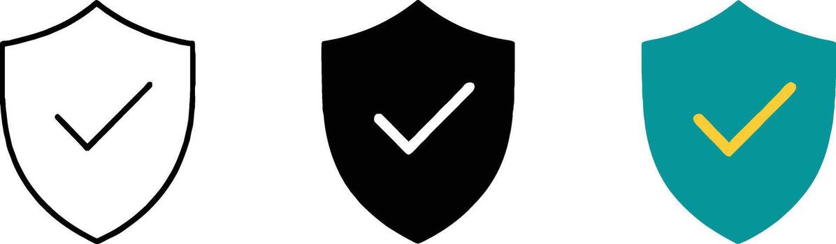 Shield Icons with Check Mark Symbol Representing Security and Protection vector