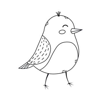 Cute cartoon bird standing with a cheerful expression and playful features in a simple design vector
