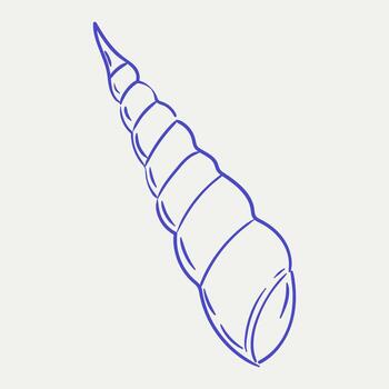 Shell design showcasing intricate spiral pattern in blue on a light background vector