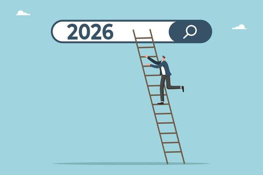 Man goes up to search bar from 2026 vector