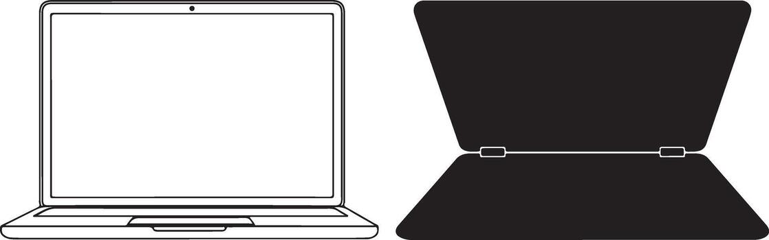 Sleek laptop outline templates for modern tech presentations and website mockups vector
