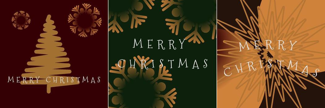 Elegant Dark Christmas Card Set with Tree and Snowflake Designs vector