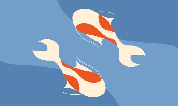 fish and lotus leaf background free version vector