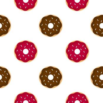sin costura modelo de fresa y chocolate rosquillas vector