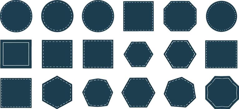 Modern geometric shapes with stitch borders for labels frames badges vector