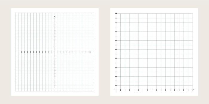 Blank cartesian coordinate system . Two dimensional orthogonal grid with X and Y axes. Mathematical diagram template isolated on white background. Abstract geometry illustration vector