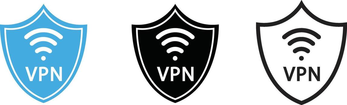 VPN Icon Set - Virtual Private Network, Secure Connection, and Cyber Security vector