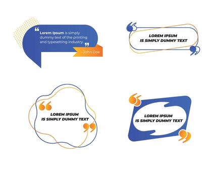 Set of Various Quotes and Speech Bubbles, Blank Layout Template, Quote Box Frames. Remark, Mention Quotations and Callout Text Collection in Trendy Geometric Memphis Style. Cartoon Illustration vector