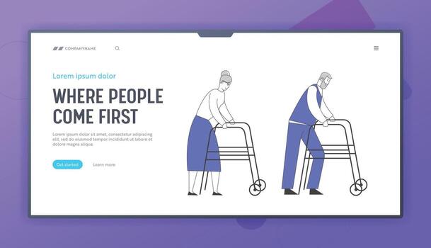 Old Age and Disability Website Landing Page vector