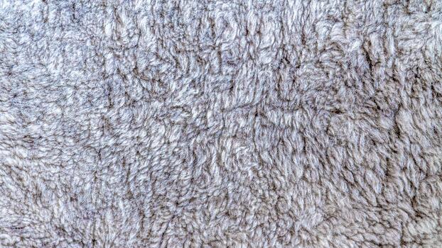 A close-up of soft gray wool texture. Fluffy background with a warm, cozy surface. Natural wool pattern for design, textile industry, and winter concepts. photo