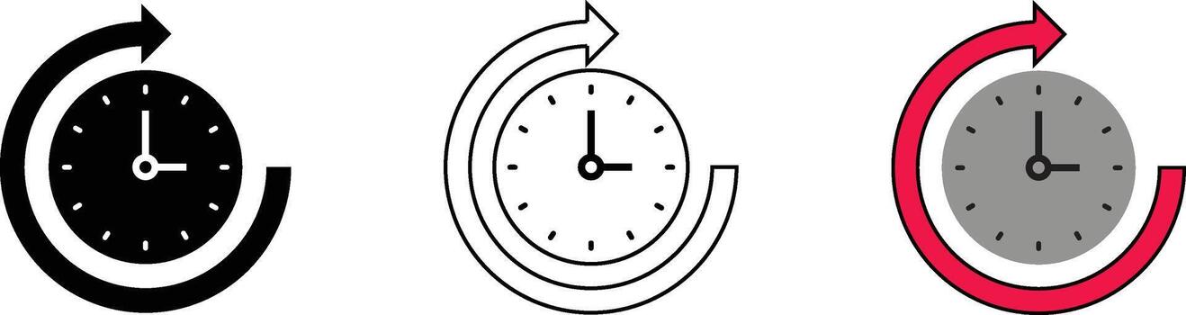 Clock with arrow rotating symbolizing time passing in a simple minimalist design vector