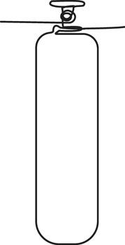minimalista oxígeno tanque colgando en un blanco espacio dibujado con uno continuo línea vector