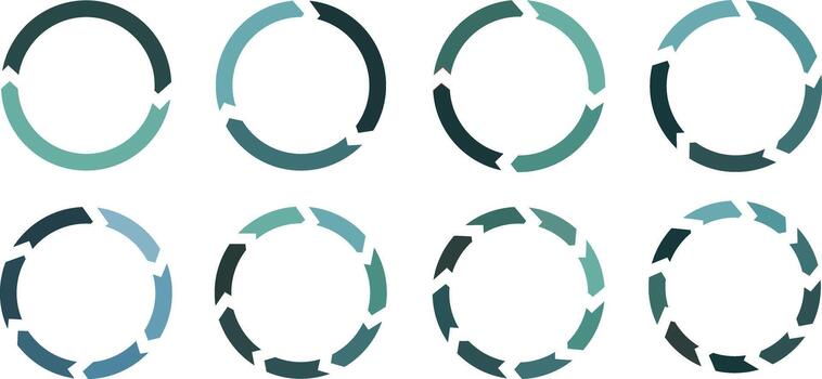 Circular arrows rotating in a sequence on a white background representing process flow vector