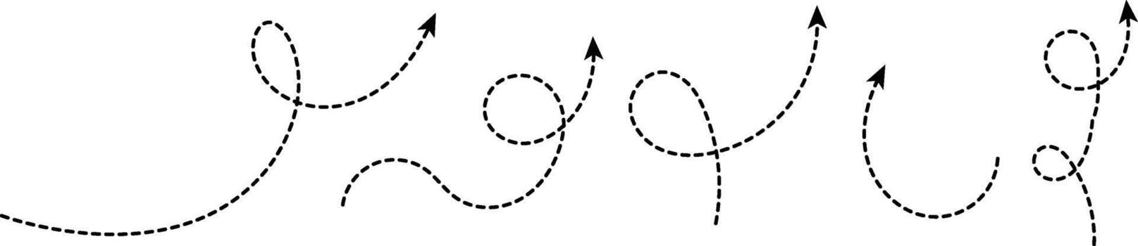 Dashed arrows pointing upwards on a white background showing progress and direction vector