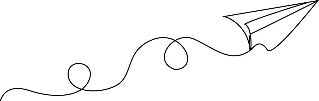 Minimalist paper airplane soars with a looping flight path on a clean white background vector